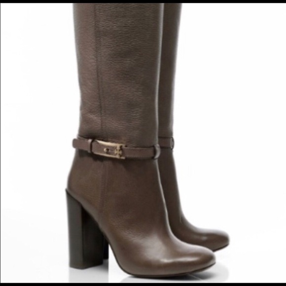 Tory Burch Taupe Stacked Heel Boots | Size 7.5 - Picture 4 of 8